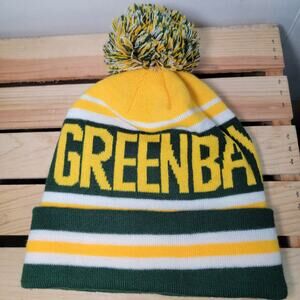 Green Bay Packers Yellow & Green Knit Beanie w/ Single Pom Pom - NWT